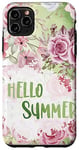 Coque pour iPhone 11 Pro Max Green Spring Roses Flower For Women Hello Summer Sign