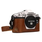 MegaGear MG1352 Ever Ready Leather Half Case and Strap with Battery Access for Olympus OM-D E-M10 Mark III Camera - Light Brown