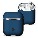 Protective Case Frosted Rubber Paint + PC Bluetooth Earphones Case Anti-lost Storage Bag for Apple AirPods 1/2 (Color : Blue)