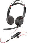 POLY Blackwire C5220 USB-C Headset +Inline Cable (Bulk) Kabel Huvudband Kontor/callcenter USB Type-C Svart, Röd