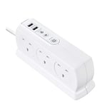 Masterplug SRGDSU62PW-MP Heavy Duty Six Socket Switched Surge Protected Extension Lead with 2 USB Ports, 3.1 Amps, 2 Metre, 18 x 7 x 6 cm, Polished White