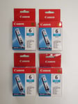 4 x Canon BCI-6C 6 Cyan Ink Tanks Cartridges 13ml Genuine Authentic Original NEW