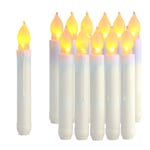 Raycare 12PCS LED Taper Candle Lights, Harry Potter Floating Candles, Flameless Battery Operated Window Candles for Christmas Wedding Birthday Party Mothers Day Gifts, Warm Yellow, Dia 0.79"x 6.5"