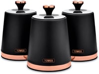 Tower T826131BLK Cavaletto Set of 3 Storage Canisters for Tea/ Coffee/ Sugar, St