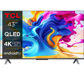TCL 43C645K  Smart 4K Ultra HD HDR QLED TV with Google Assistant, Silver/Grey