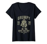 Disney Womens Disney Snow White Grumpy Born This Way 1938 V-Neck T-Shirt