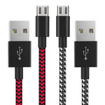 PS4 Controller Charging Cable 3M 2 Pack, 6amLifestyle Nylon Braided Extra Long Micro USB 2.0 Data Sync Cord Compatible for Playstaion 4, PS4 Slim/Pro, Xbox One S/X Controller, Android Phones