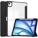 Apple iPad Air 13 2nd Gen (2025) Fodral Tri-fold med Pencil-hållare svart/transparent