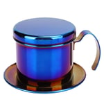Stainless Steel Coffee Maker Pot Vietnamese Style Coffee Drip Brewer for Home Kitchen Office Outdoor(Blue)