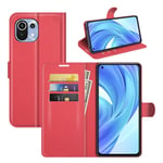 Xiaomi Mi 11 Lite 5G PU Wallet Case Red