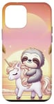 Coque pour iPhone 12 mini Kawaii Sloth on Unicorn Escapade
