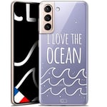 Caseink Coque pour Samsung Galaxy S21 (6.2) [Gel HD Imprimé en France Collection Summer Design I Love Ocean - Souple - Ultra Fin ]