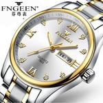 FNGEEN Watch Hall Gold Steel Band Mode Herrklocka Dual Calendar Quartz Watch Casual Watch Mo SBSBWGHY8502