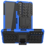 LFDZ Compatible with Sony Xperia 1 II Case,Heavy Duty Tough Armour Rugged Shockproof Cover with Kickstand Case For Sony Xperia 1 II,Blue
