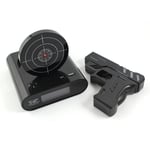 Novel Laser Target Panel Handgun Gun Alarm Waken Desk Clock Gift - Shoot To Stop (Black)
