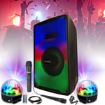 MOOVING LIGHT & SOUND - Enceinte Bluetooth USB sur Batterie 500W KARA-MOOV500 Karaoke - 2 Micros - 2 Jeux de Lumière Astro