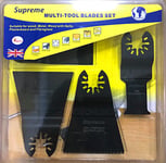 Supreme 4pc Multi-Tool Blade Set - for Wood (with Nails), Metal, plasterboard and fibreglass - Universal - Combatible with Bosch, Black&Decker, Milwaukee, Dremel & Many More