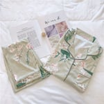 Women Sleepwear Set Female Japanese Cartoon Plus Size Pajamas Green Lily Xxl