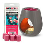 Yankee Candle Sweet Pea Fragrance Wax Melt Warmer Ceramic Kit Tealight