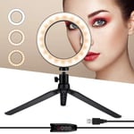 AJH Led Ring Light With Phone Holder, Desk Makeup Selfie Ring Light With Tripod Stand, Dimmable 3 Light Modes & 10 Brightness Level For YouTube Video, Live Streaming, Makeup, Selfie Photography