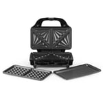 Salter Machine à collations 3-en-1 - grille-pain à sandwich, gaufrier, gril à panini, comprend des plaques chauffantes amovibles à remplissage profond, antiadhésive, 900 W, EK2143TFVDE