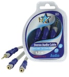 HQ Standard - Répartiteur audio - mini jack stéréo (M) pour mini jack stéréo (F) - 25 cm - blanc