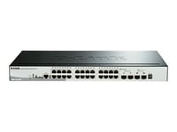 D-Link DGS 1510-28P - Commutateur - C3 - intelligent - 24 x 10/100/1000 (PoE+) + 2 x Gigabit SFP + 2 x 10 Gigabit SFP+ - de bureau, Montable sur rack - PoE+ (193 W)