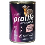 Prolife Grain Free Adult Sensitive Medium/Large Fläsk - Sats %: 24 x 400 g