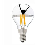 YSSMAO Filament LED Dimmable Sliver Light Ampoule G45 Gold Mirror Top Retro Globe Lampe 4W LED Ampoule Edison Warm Blanc 2700k,Argent,E14 Base