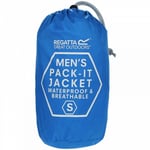 Regatta Mens Rain Pack Jacket Waterproof Breathable Hooded Small Blue Mac In Bag