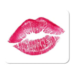 Mousepad Computer Notepad Office Pink Kiss Beautiful Red Lips White Lipstick Mark Color Valentine Cosmetic Dark Girl Home School Game Player Computer Worker Inch
