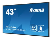 Iiyama Prolite Lh4375uhs-B1ag - 43" Diagonal Klass (42.5" Visbar) Led-Bakgrundsbelyst Lcd-Skärm - Digital Skyltning - Med Inbyggd Mediespelare, Sdm Slot Pc - Android - 4K Uhd (2160P) 3840 X 2160 - Svart Ram Med Matta Ytor