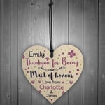 Personalised Thank You Gifts For Maid of Honour Wooden Heart Plaque Wedding Gift