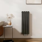 EMKE Radiateur Petit, 900x300 mm, Radiateur Vertical, Radiateur Plat Étroit pour Salle de Bain, Conception à Raccordement Central, Radiateur à Panneaux Double, 446 Watts, Noir