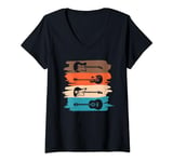 Womens Electric And Acoustic Guitars Within Paint Brush Strokes V-Neck T-Shirt