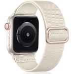 Justerbar stretchig nylonflätad sportrem för iWatch SE Series 8/7/6/5/4/3/2/1, 38mm/40mm/41mm, Starlight
