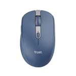 Trust Ozaa Souris sans Fil Bluetooth + 2.4GHz, Souris Silencieuse Compacte Multi-appareils, 60% de Plastiques Recyclés, Souris Bluetooth Rechargeable PC Ordinateur Portable Android Mac - Bleu