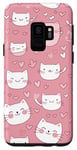 Coque pour Galaxy S9 Cute cats Pink Hearts Love Cat Pattern Phone Cover