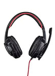 No Fear Casque de Jeu - avec éclairage LED - Câble de 1,5 m - Casque avec Microphone - Design Supra-auriculaire - Stable et Confortable - Noir/Rouge