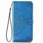 GOGME Case for Nokia 3.4 Wallet, Mandala Embossed PU Leather Magnetic Filp Cover with Wallet/Holder [Flip Stand/Card Slot]. Blue