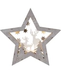 Fauna stor stjerne med reinsdyr, for batteri, høyde 32 cm, Brun