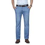Homme Pantalon En Jeans Stretch Coupe Droite Taille Haute Jean Léger Elegant 5 Poches Effet Délavé