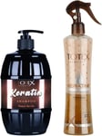 Totex Keratin Oil Shampoo 750 ml &  Leave In Spray Conditioner 400ml Set Unisex