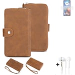 2in1 protection case for Motorola Moto E32 wallet brown cover pouch