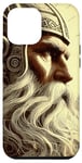 Coque pour iPhone 13 Pro Max Majestic Warrior Barbe avec casque nordique vintage Viking