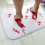 Red Blood Bath Bathroom Mat Bloody Footprint Horrible Anti-slip C