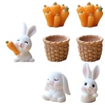 Amosfun 7pcs Easter Mini Bunny Figurines Easter Cake Cupcake Toppers Easter Ornaments Rabbit Fairy Garden Miniature Figurines Collection Playset for Easter Day Birthday Gift Desk Decorations