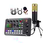 F998 Live Sound Card Audio Mixer Podcast, Board Voice Changer för Mikrofon Karaoke