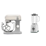 Kenwood kMix Stand Mixer for Baking, Stylish Kitchen Mixer with K-beater, Dough Hook and Whisk, 5L Glass Bowl, Removable Splash Guard, 1000 W, Cream & BLP41.A0CT Jug Blender, 650 W, White