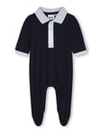 BOSS Newborn Baby Boys All In One Polo Sleepsuit - Navy, Navy, Size 1 Month